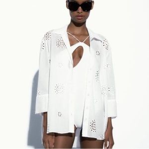 ZARA NWT SHIRT WITH CUTWORK EMBROIDERY M